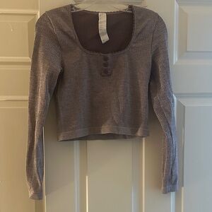 Fabletics Lavender Buttoned Crop Top